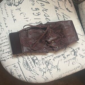Lace-Up Brown Waist Belt
